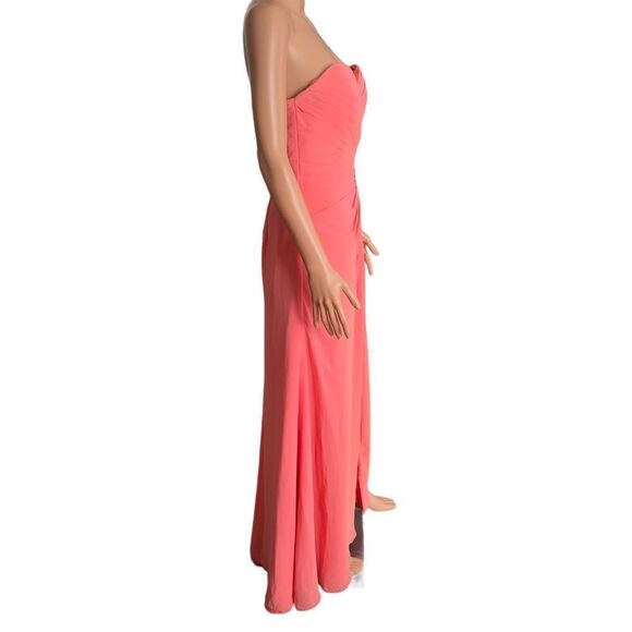 MORI LEE by Madeline Gardner Strapless Coral Gown Size 8 - Picture 3 of 14